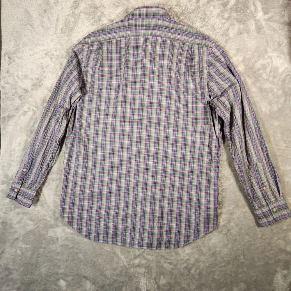 Polo Ralph Lauren Button Down Men XL Purple Green Excellent Plaid Long Sleeve